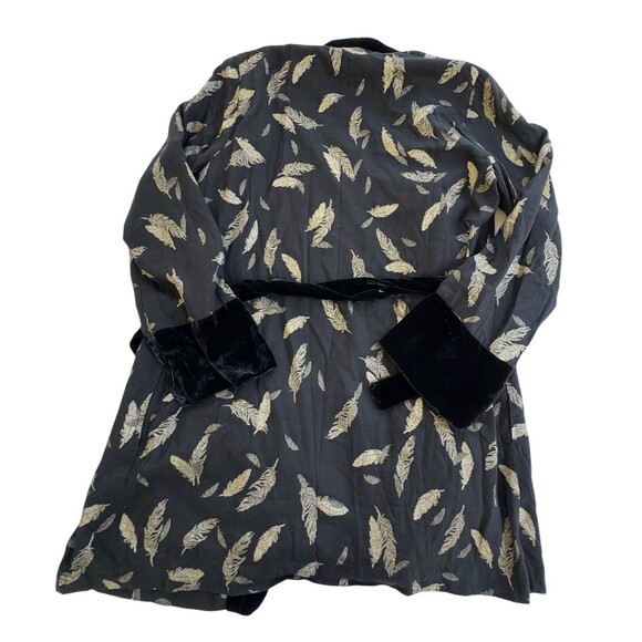 Johnny Was Velvet Metallic Feathers Kimono Cardigan Women M Floral Boho W Belt - Picture 5 of 10